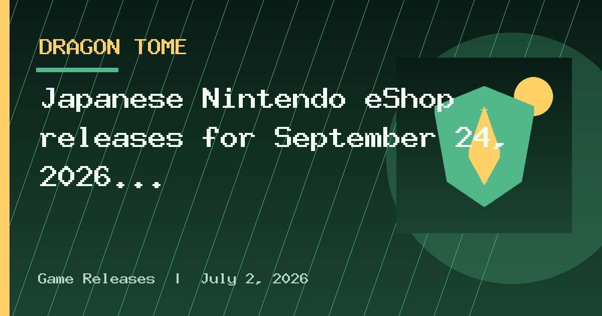 Japanese Nintendo eShop releases for September 24, 2026